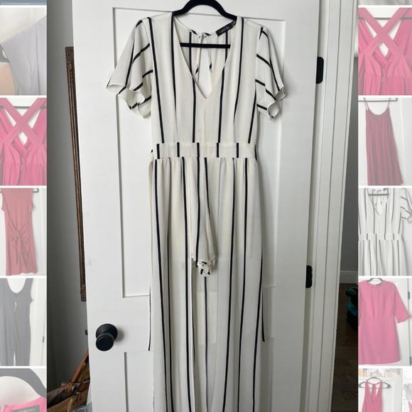 Black and White Striped Jumpsuit - Picture 3 of 3